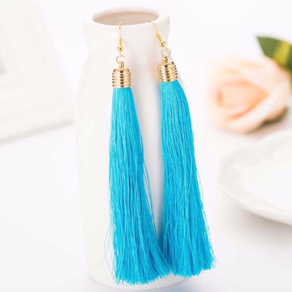 Blue Tassel Earrings